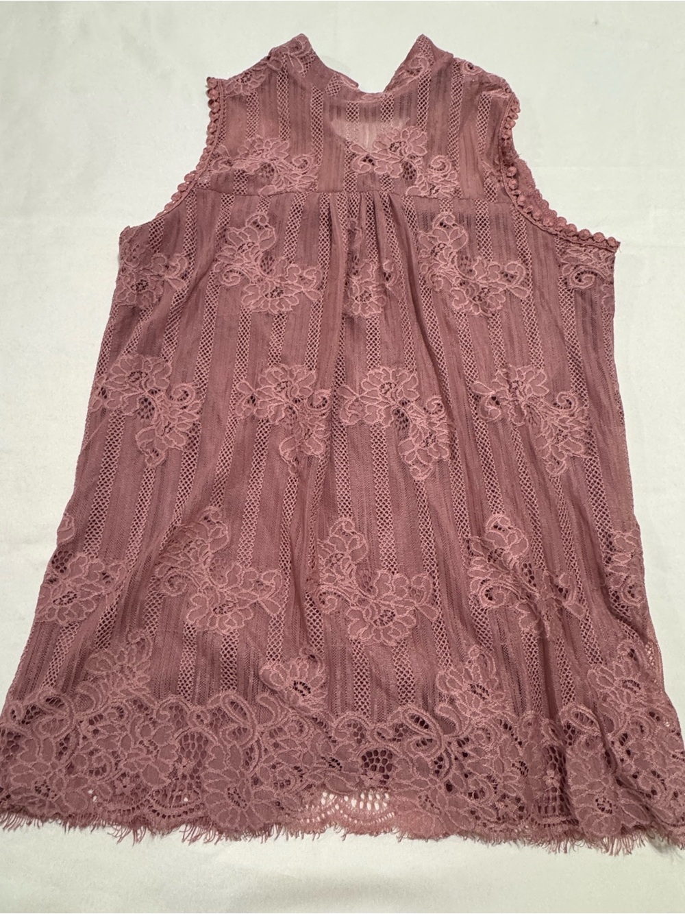 Coquette Cottagecore Lace Babydoll Tank Dusty Rose Romantic Boho Top